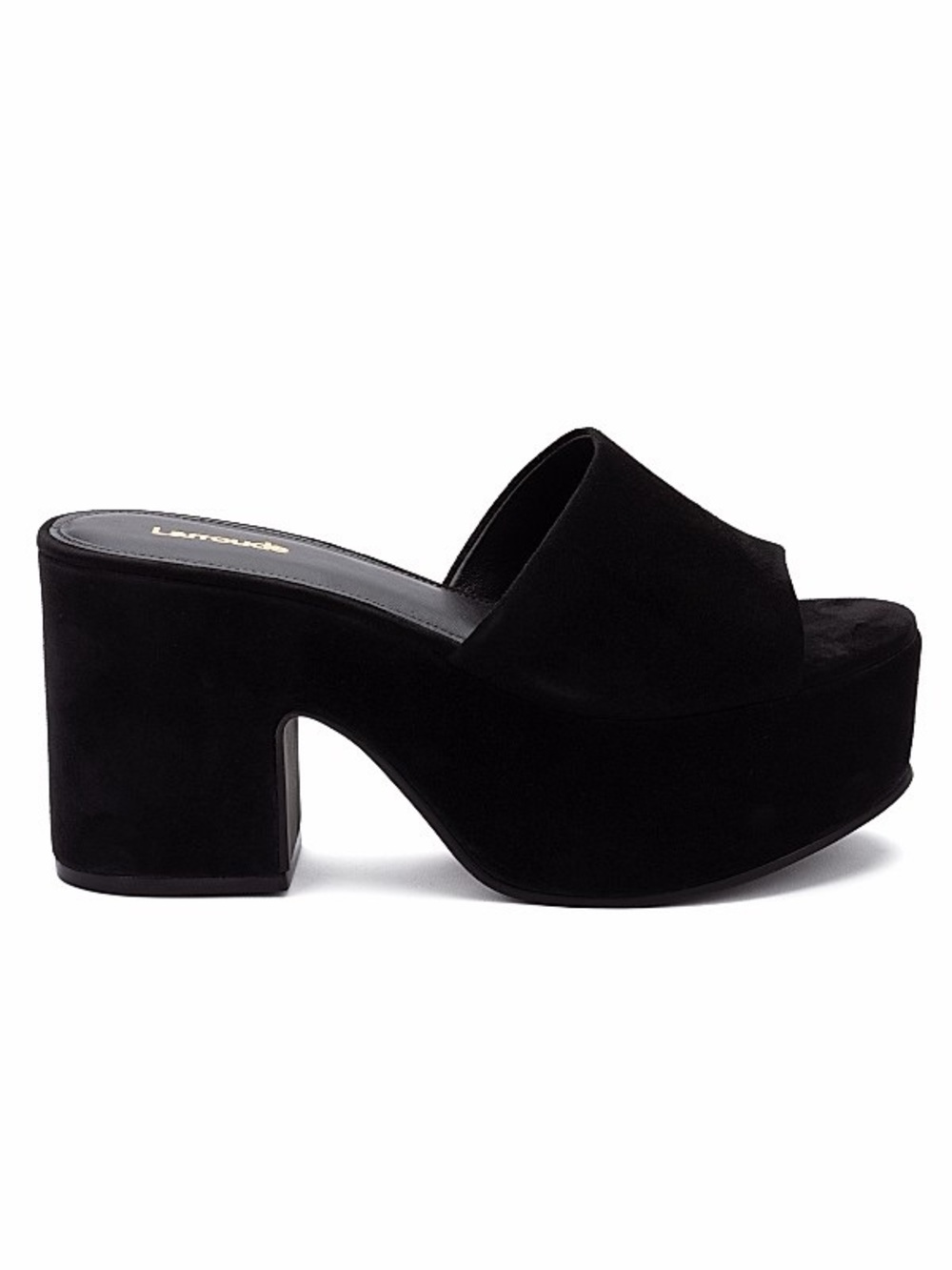 Like new Larroude Black Suede Platform Slide Mules